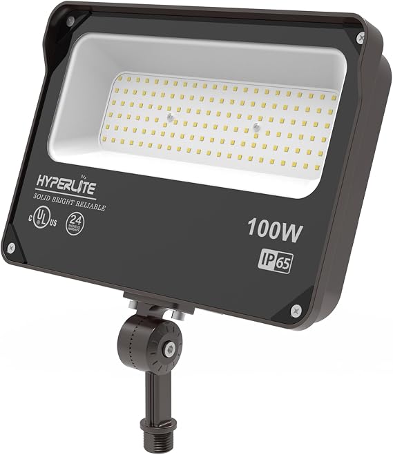 HYPERLITE LED Flood Light 100W 11000LM, 5000K Flood Lights Outdoor with Knuckle Mount, IP65 Waterproof Flood Lights for Yard,Garden,Playground UL Certified