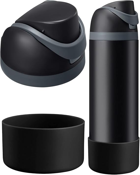 Replacement Lid for Owala Freesip, Compatible with Owala Cup 24oz, 32oz, 40oz, Silicone Water Bottle Boot (Black, 24 oz)