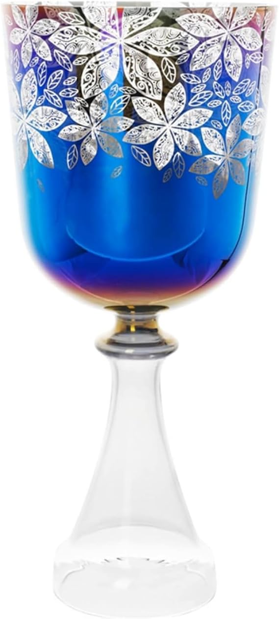 Clear Crystal Singing Bowl Chalice & Suede Bracelet, Chakra Sound Bowl for Yoga Meditation and Sound Healing (5 inches)