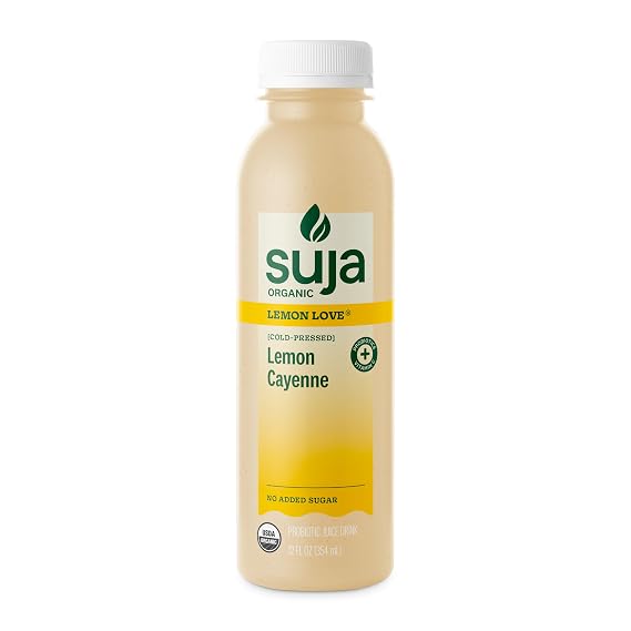 Suja Organic Cold-Pressed Lemon Love, Lemon Juice with No Additives, Excellent Source of Vitamin C for Immunity Support, Vegan, Plant-Based & USDA Certified (12 Fl Oz)