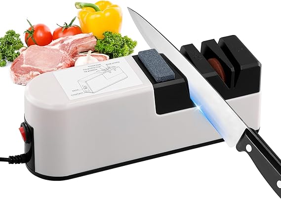 Electric Knife Sharpener, 5-in-1 Knife Sharpening System with Coarse Fine Scissors Sharpening & Sharpening Stone for Efficient Sharpening and Repair, Diamond Wheel Sharpener for Most Kitchen Knives