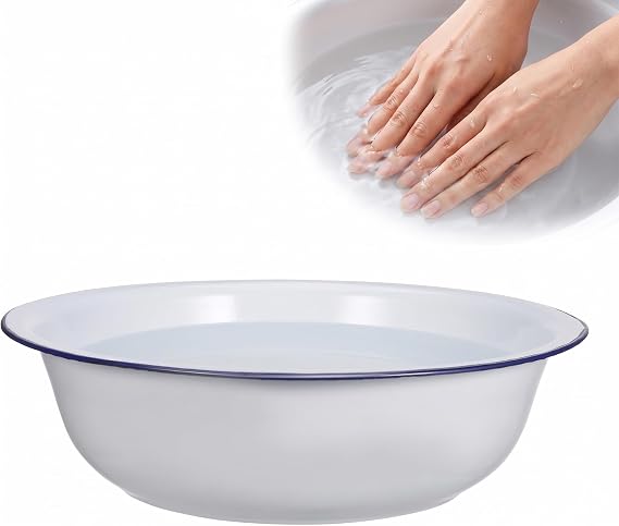 Enamel Basin, Small 30cm (11.8") Kids Foot Bath Basin for Soaking Feet, Metal Foot Soak Tub, Laundry Wash Old Fashioned Footbath for Home Spa Pedicures