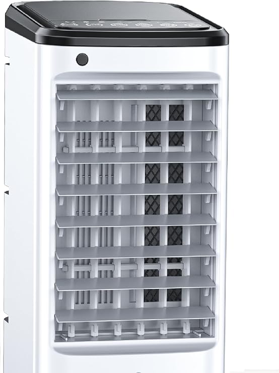 Evaporative Air Cooler, Swamp Cooler Air Conditioner w/ 12H Timer for Auto-off, 6 Upgraded Ice Packs, 3-Speed Windowless Air Conditioner, Smart Remote, Dual Tank Portable Air Cooler for Room