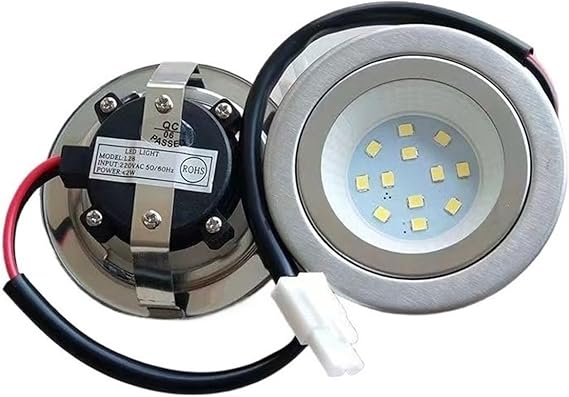 2-Piece 12V/DC 220V/AC 1.5W Exhauster Ventilator Light Bulb 55mm Cut Hole Cooker Range Hood LED Light Mini Vent Light(220V AC Warm White) [Energy
