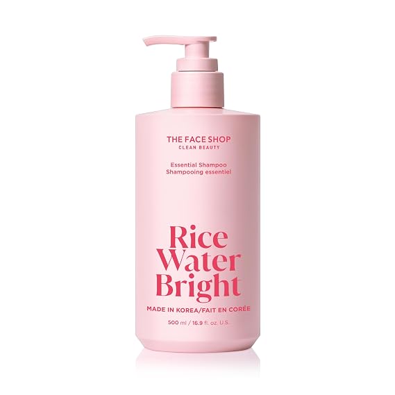 The Face Shop Rice Water Bright Essential Shampoo, Rice Protein Hair Care for Strengthening Dry & Damaged Hair, Korean Shampoo, Hair Growth, Anti-Frizz, Anti-Hair Loss, Breakage Control, Sulfate Free