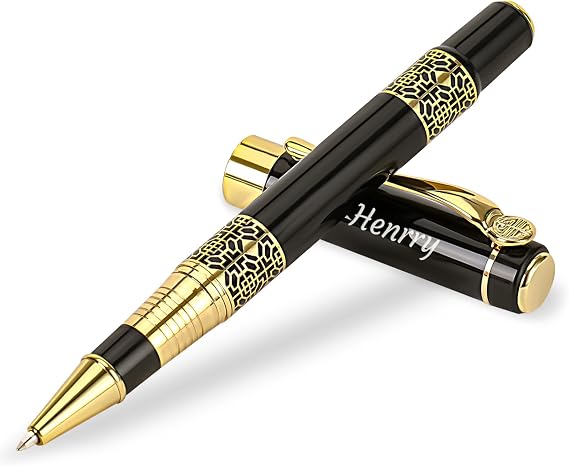 Bnesi Luxury Pen,Personalised Writing Pens Sets Nice Pens for Men Women Gift Professional Executive,Office,Birthday Christmas Thank You Gift in Gift Box (Black-personalized)
