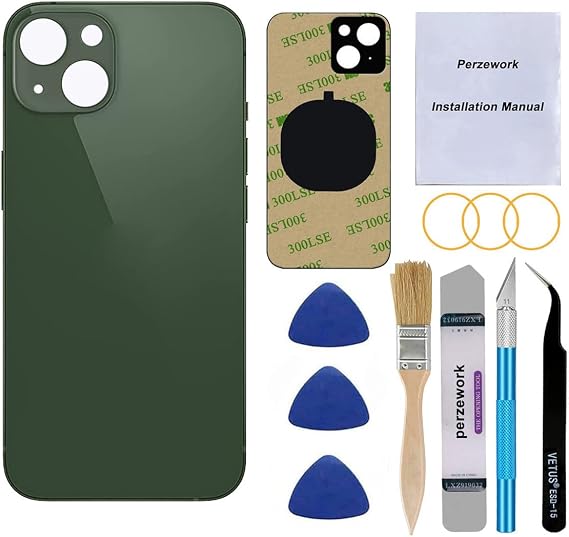OEM Rear Back Glass Replacement for iPhone 13 6.1 inch (Green) All Carriers with Adhesive and Professional Repair Tool Kits