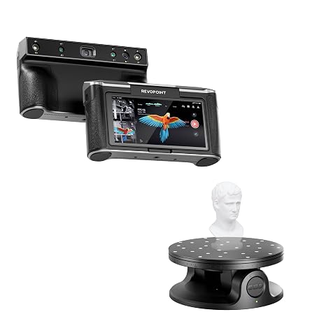 Revopoint MIRACO 3D Scanner & Dual-Axis Turntable Bundle, Portable 3D Scanner for 3D Printing Handheld, Full Color 3D, Model Scanning Compatible with Android/iOS/Mac/Win
