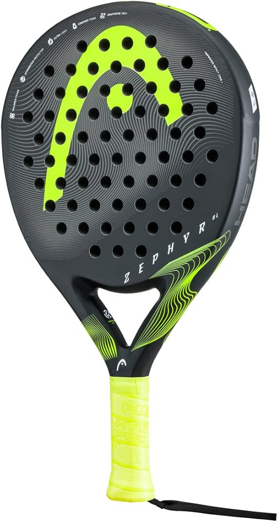 HEAD Graphene 360+ Zephyr Padel Paddle/Racket Series (Zephyr, Pro & UL) | Graphene 360+ technology with Comfort Foam for lightweight power, stability, and exceptional maneuverability.