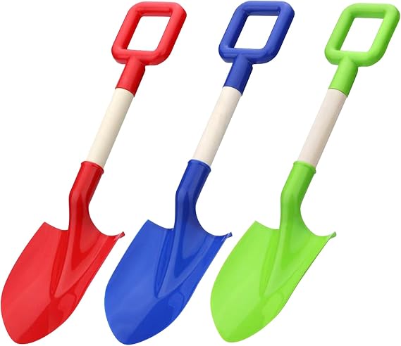 3 Pcs Beach Spades Sand Shovels for Kids 40cm Wooden Handled Beach Spades