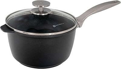 Swiss Diamond Sauce Pan with Lid, Diamond Coated Aluminum Non Stick Sauce Pan with Stainless Steel Handle, Oven & Dishwasher Safe, 8 Inch 3.2 Quart, Grey