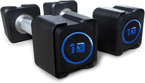 Square Dumbbell, PU Coated Weight Dumbbells With Non-Slip Grip and No-Roll Head for Home Gym Workouts, Weights Dumbbells Set, 2Pack, 10KG(22LB)