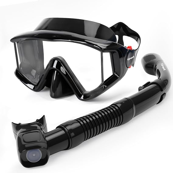 Snorkeling Gear for Adults, Anti-Fog 180Panoramic Snorkel Mask Set with Dry Top Snorkel Tube, Soft Silicone Scuba Gear, Adult Snorkel Set with Mesh Bag for Swimming Diving Travel