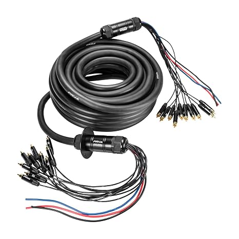 PRV AUDIO Snake 10RCA-50 Car Audio 50 Ft Medusa Cable 10 RCA Channels + 3 Power