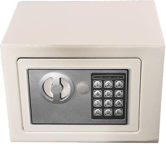 4.6L Small Value Digital Safe Electronic Home Safe Box,Lock Box, Cash Box, Security Box Solid Steel for Office or Home Use - White