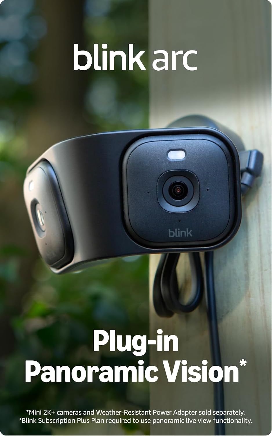 Blink Arc – Plug-in Panoramic Vision [Plus Subscription required], 180° dual-camera mount for Mini 2K and Mini 2 sold separately – Mount Accessory only Black