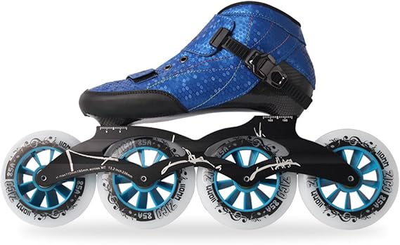 Speed Inline Skates, Professional Carbon Outdoor Roller Skates For Unisex, With 110mm Wheels, Rollerskates For Men Women Adult, For Park Road Street Slalom(42,4-Wheel Blue)