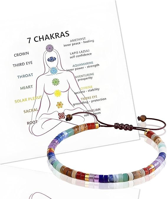 Chakra Bracelets for Women, Beaded Bracelets for Women with Inspiring Card
