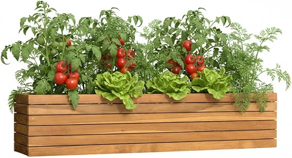 Touchstone Teak Long Rectangular Outdoor Planter Box Reclaimed Solid Teak