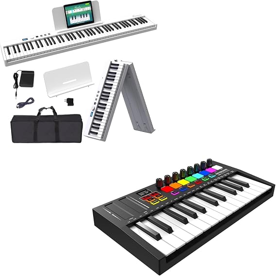 Folding Piano Keyboard 88 Keys Bundle 25 Key USB MIDI Keyboard