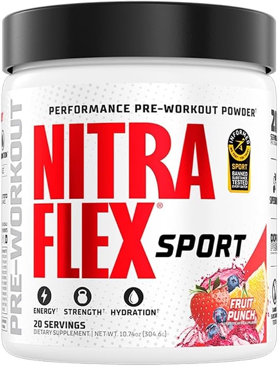 GAT SPORT NITRAFLEX Sport, Fruit Punch, 10.74 oz (20 Servings) | Pre-Workout Supplement, Energy Production Support, Endurance Support, and Hydration Support During Workouts*