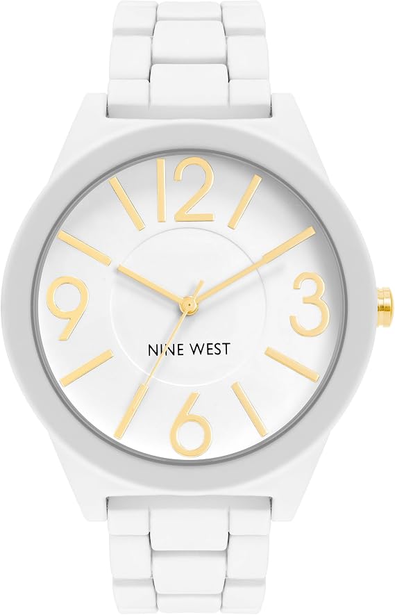 Nine West Women's Metal Bracelet Watch with Rubberized Coating