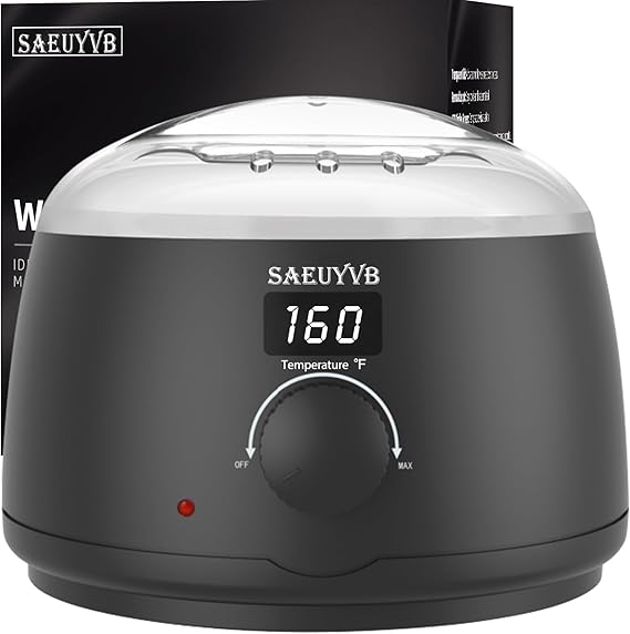SAEUYVB Professional Digital Wax Warmer with Lid and 16oz Pot for Hair Removal (Black)