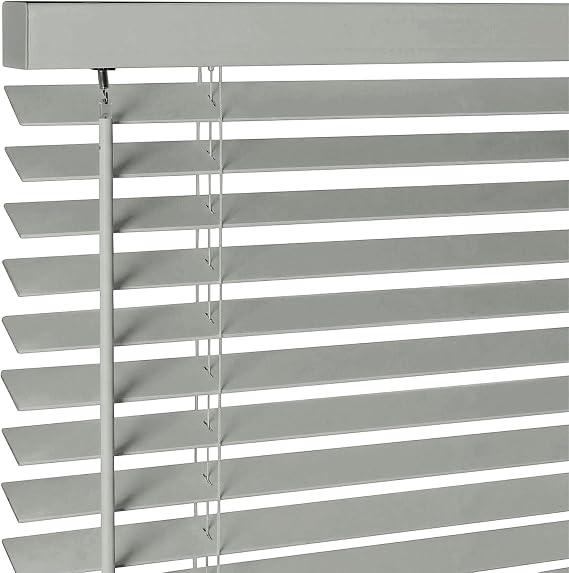 2" Slats Real Wood Blinds for Indoor Windows, Custom Size - Grey | Blackout Cordless Solid Wooden Venetian Blinds, Room Darkening & Privacy Horizontal Shades for Office, Living Room,Bedroom