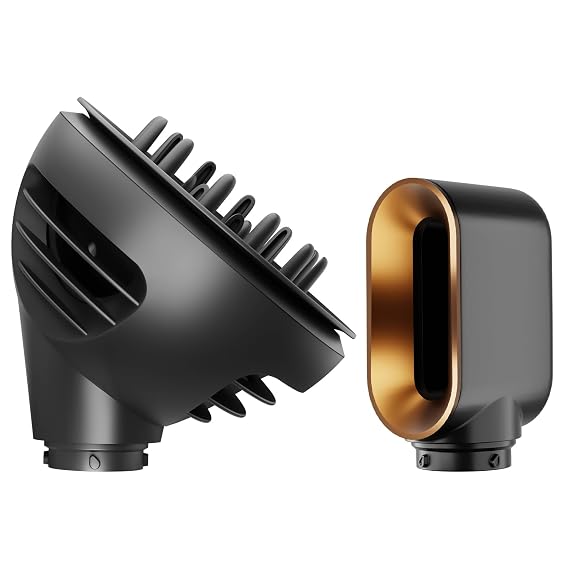 Wave Curl Diffuser Black and Pre-Styling Dryer Attachment for Dyson Airwrap to Enhance Curl Definition and Control Wavy Hairstyles