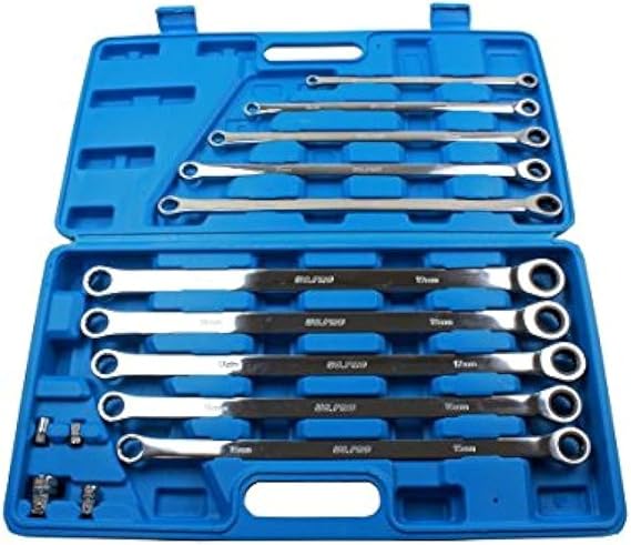 US PRO 10pc Extra Long Double Ring Single Gear Ratchet Spanner Wrench Set 8-19mm 3224