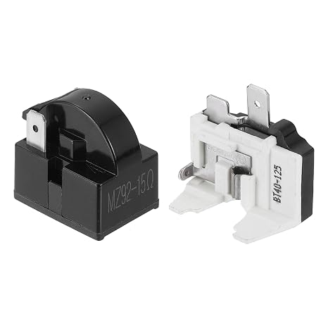 sourcing map 1 Set PTC Refrigerator Starter Relay 15 Ohm 2 Pin and 1/6HP Freezer Overload Protector for Fridge Cooler Compressor