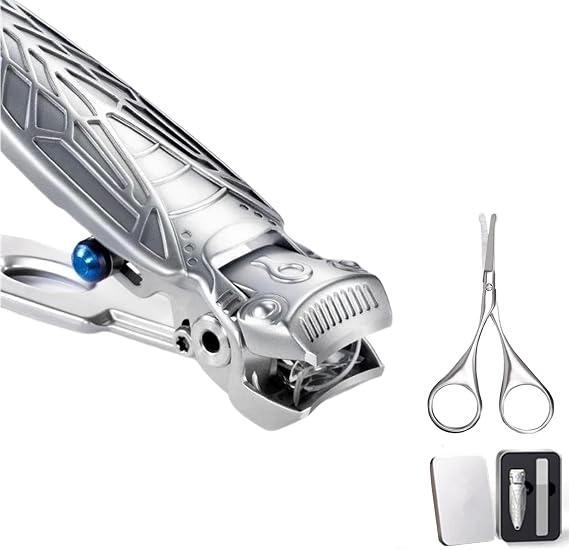 Stainless Steel Nail Clippers Set 3 in 1 Toenail and Fingernail Clippers with Nail File, Manicure and Pedicure personnal Care Tool Thick toenail Cutter for Men, Women, Seniors, Gift