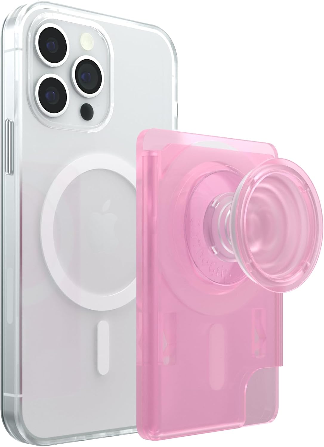 Multi functional Magnetic Phone Wallet with Expanding Phone Grip Kickstand Compatible with Magsafe Including Adapter ring Phone Card Holder Pink, TLCWG004