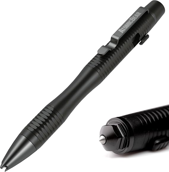 The Atomic Bear Stealth Pen Pro Tactical Pen for Self Defense - Enhanced Writing Survival Pen with Glass Breaker to Escape & Defend - Bonus Training to Protecting Yourself - Great Gift for Men