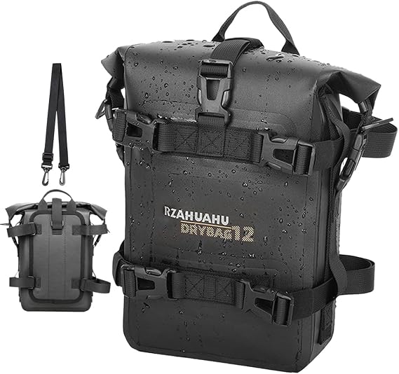MRSTY 2 Pcs Motorcycle Crash Bar Bag 4L Bumper/Anti-Fall Bar Luggage Bag Motorcycle Frame Bag Side Bag Waterproof Wear-Resistant and Durable  With Shoulder Strap Black (Black 2Pcs)