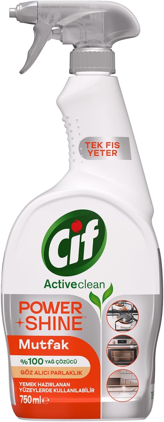 Cif Power & Shine Sprey Mutfak İçin Temizleyici ve Yağ Çözücü 750 ML