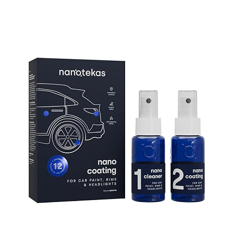 Nano Ceramic Coating for Cars - Car Detailing Kit Protects Paint, Rims & Headlights from Corrosion and Weathering, Provides Long-Lasting Shine, Easy Cleaning and Maintenance. Hydrophobic Clear Coat