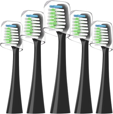 Sonic Replacement Toothbrush Heads Compatible with Waterpik Complete Care 9.0 CC-01CD012-2 and 5.0 WP-862, WP-872, WP-877, WP-882, WP-892 Electric Toothbrush,5 Count Black