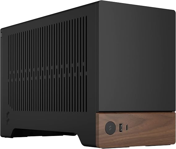 Fractal Design Terra Graphite - Wood Walnut Front Panel - Small Form Factor - Mini ITX Game Case - PCIe 4.0 Riser Cable - USB Type-C - Anodized Aluminum Panel