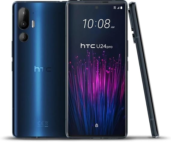 HTC U24 Pro 5G GSM Unlocked Smartphone, 12GB+256GB, 6.8" 120Hz OLED Display, 50+8+50MP Cameras, 4600mAh, Wireless Charging - Blue