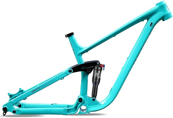 Aluminium Alloy Disc Brake Bike Frame 27.5er 29er Full Suspension Mountain Bike Frame 15.5"/17"/18" DH/AM Softtail Frame 12x148mm Thru Axle Boost Frame with Shock Absorber(Green,18x27.5'')