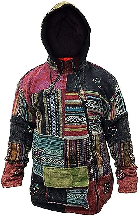 Shopoholic Fashion Mens Patchwork Fleeced Cross Zip Jacket