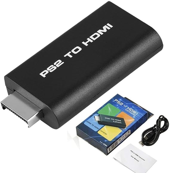 EEEKit PS2 to HDMI Converter Adapter, Video AV Adapter for Sony PS2 Playstation 2 with 3.5mm Audio Output Cable for HDTV HDMI Monitor