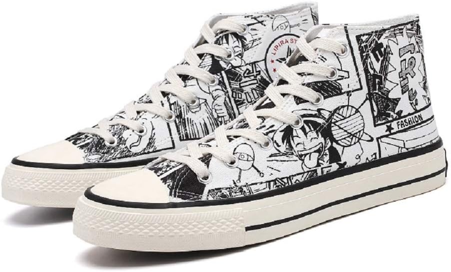 Youngfull 2019 Instagram Popular Men's Canvas High-cut Sneakers, Fashionable, Anime Lace-Up Shoes, Casual, Fashion Leader Skateboard Shoes, Print, Easy to Walk