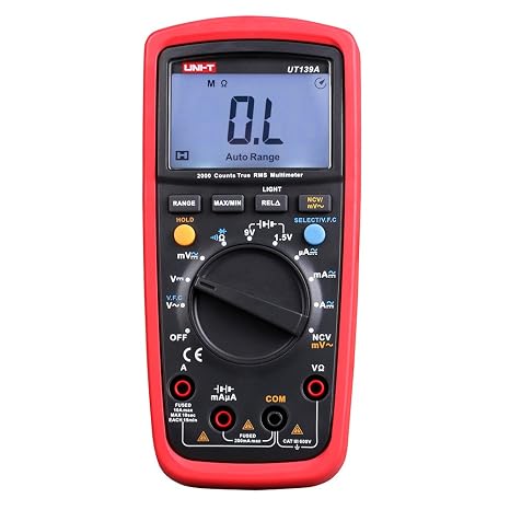 UNI-T UT139A CAT III 600V True RMS Digital Multimeter with Frequency,NCV,Resistance, Voltage,Temperature Measurement,Red/Grey