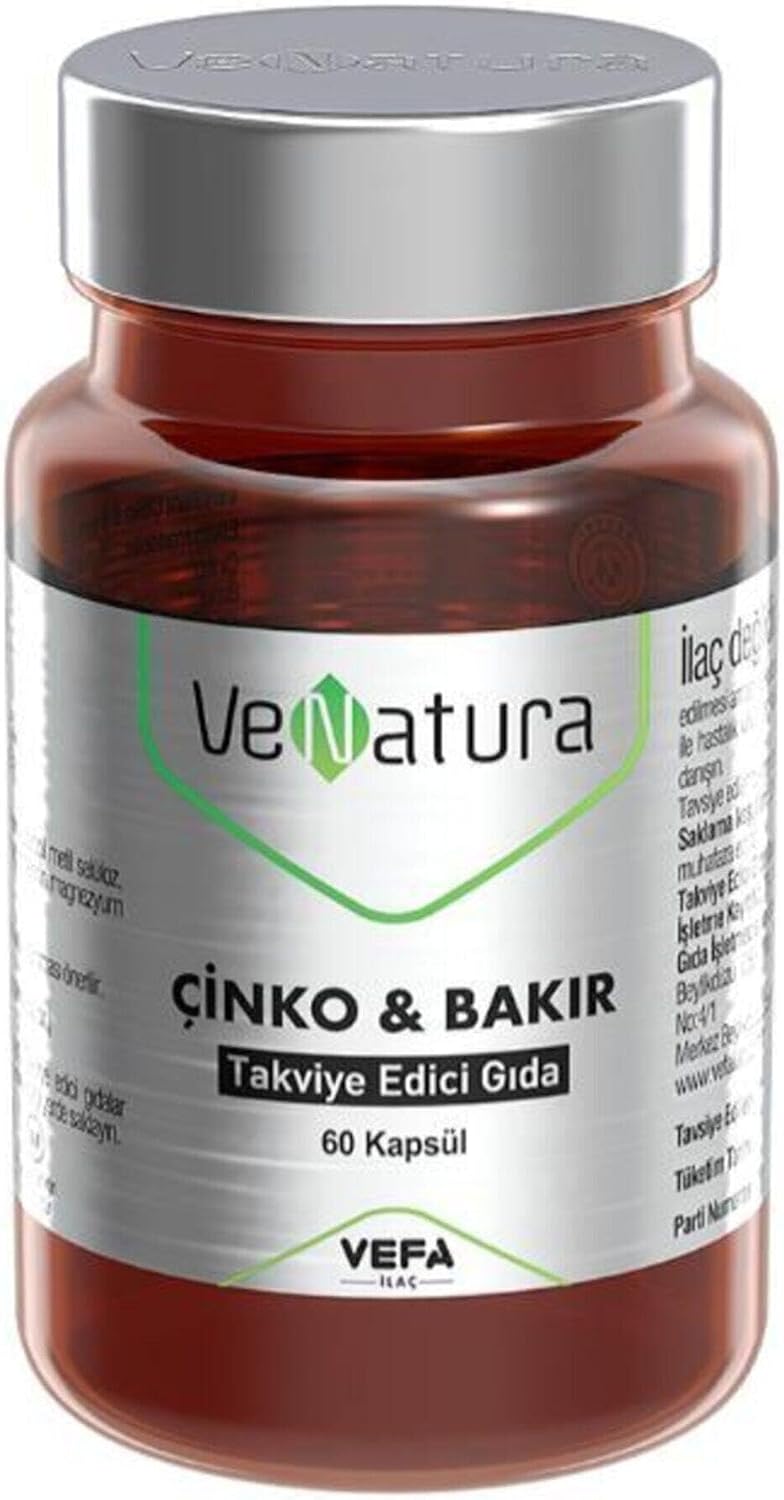 VeNatura Çinko & Bakır Takviye Edici Gıda, 60 Kapsül, 15mg