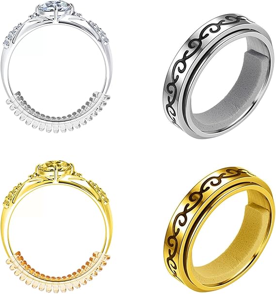 46pcs Invisible Ring Size Adjuster for Loose Rings, Various Sizes Ring Guards for Gold, Silver and Diamond Rings, Invisible Ring Guards for Women and Men