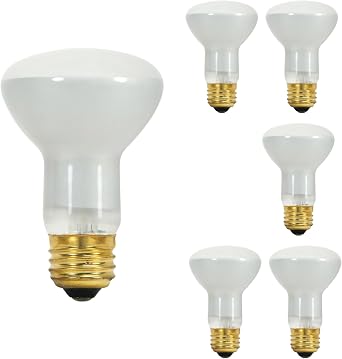 Satco S8519 45W R20 Incandescent Reflector Light Bulbs, Frosted, 130V, E26 Medium Base, 2700K Warm White, 280 Lumens, 5000 Hours, Dimmable