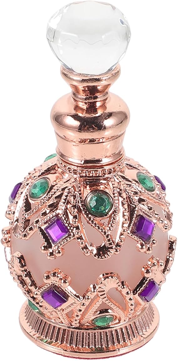 minkissy 15ml Vintage Perfume Bottles Refillable Travel Glass Dropper Bottle Empty Mini Leakproof Oil Container for Essential Oils Fragrance Purple