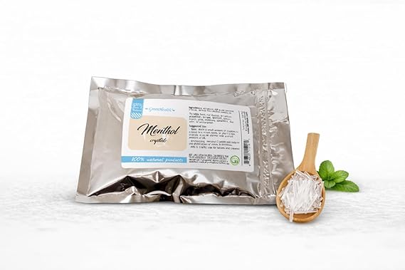 GreenHealth Menthol Crystals 4 oz 100% Natural | Strong Mint Scent for Aromatherapy, Diffusers, DIY Wax Melts, Soaps | Food-Grade Aluminum Bag